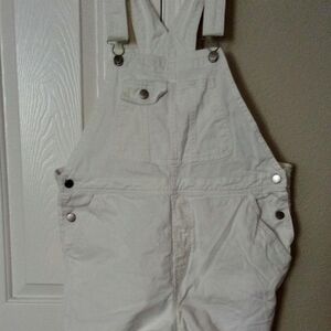 Tinseltown White Denim Overall Shorts